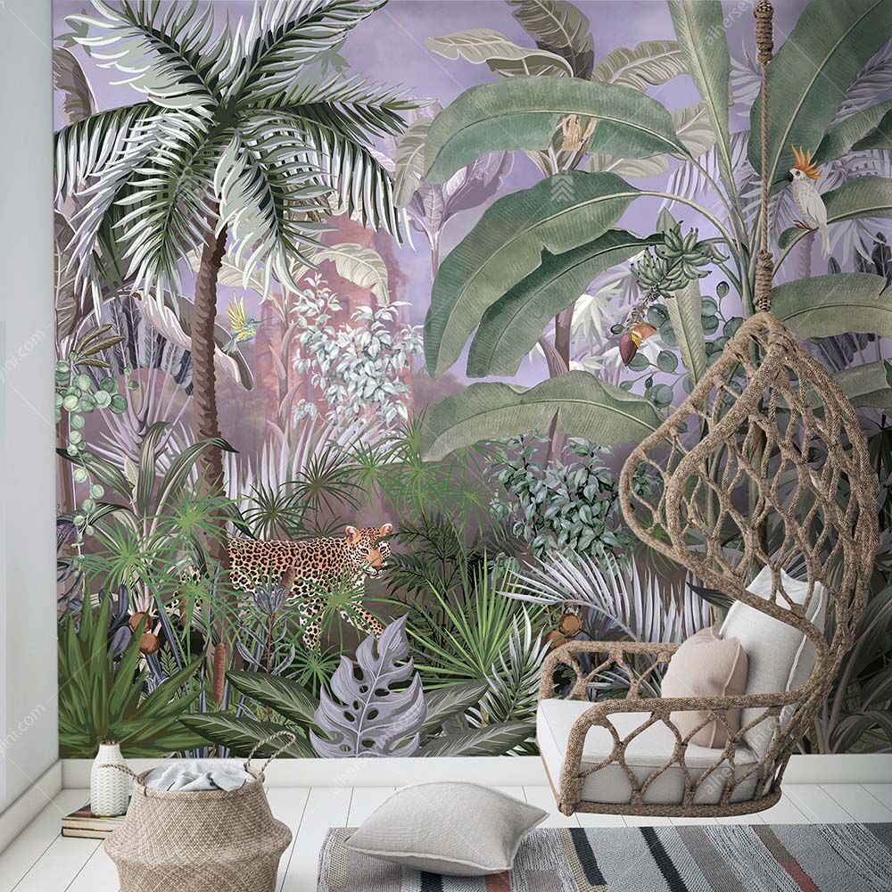 A309-1 Amazon Tropikal Ormandaki Leopar Poster Duvar Kağıdı Uygulama