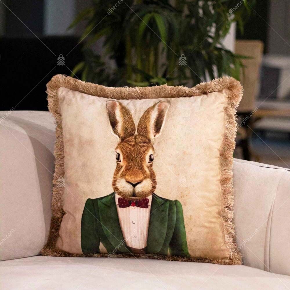 EY243 Bay Tavşan Fırfırlı Yastık Uygulama