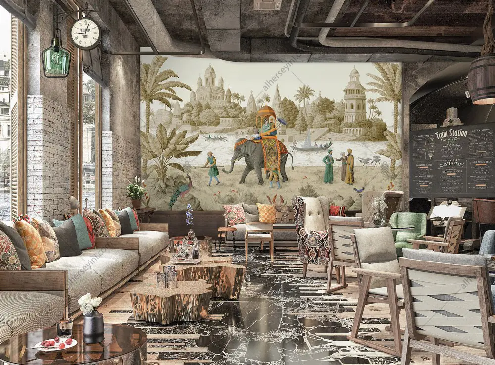 Adawall Fiji Fil Tasarımlı Tarihi Manzara Duvar Posteri FJ309-1