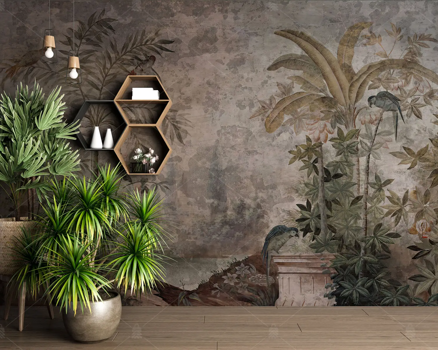 GRP020028 Tropikal Soyut Tasarım Poster Duvar Kağıdı