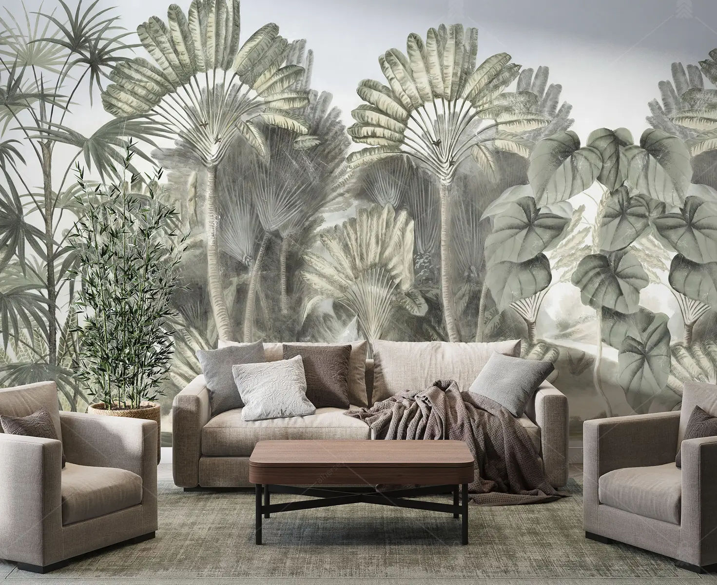 GRP040038-Soyut-Tropikal-Agaclar-Duvar-Kagidi GRP040038 Soyut Tropikal Ağaçlar Poster Duvar Kağıdı