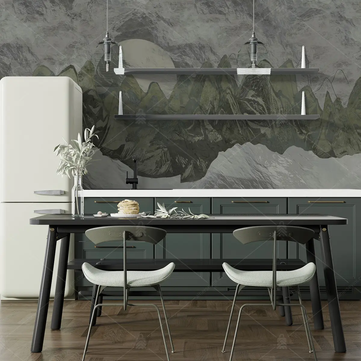 GRP100139-Cizim-Tarzi-Daglar-Soyut--Duvar-Kagidi GRP100139 Çizim Tarzı Dağlar Soyut Poster Duvar Kağıdı