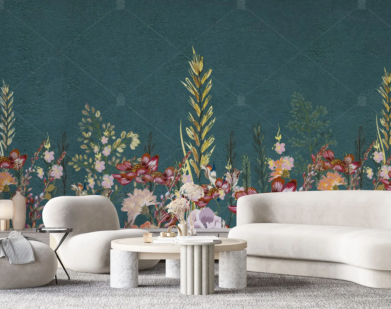 GRP170071-Renkli-Tasarim-Cicekli-Duvar-Kagidi GRP170071 Renkli Tasarım Çiçekli Poster Duvar Kağıdı