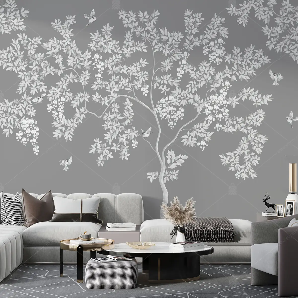 GRP190001 Ağaç ve Kuşlar Poster Duvar Kağıdı