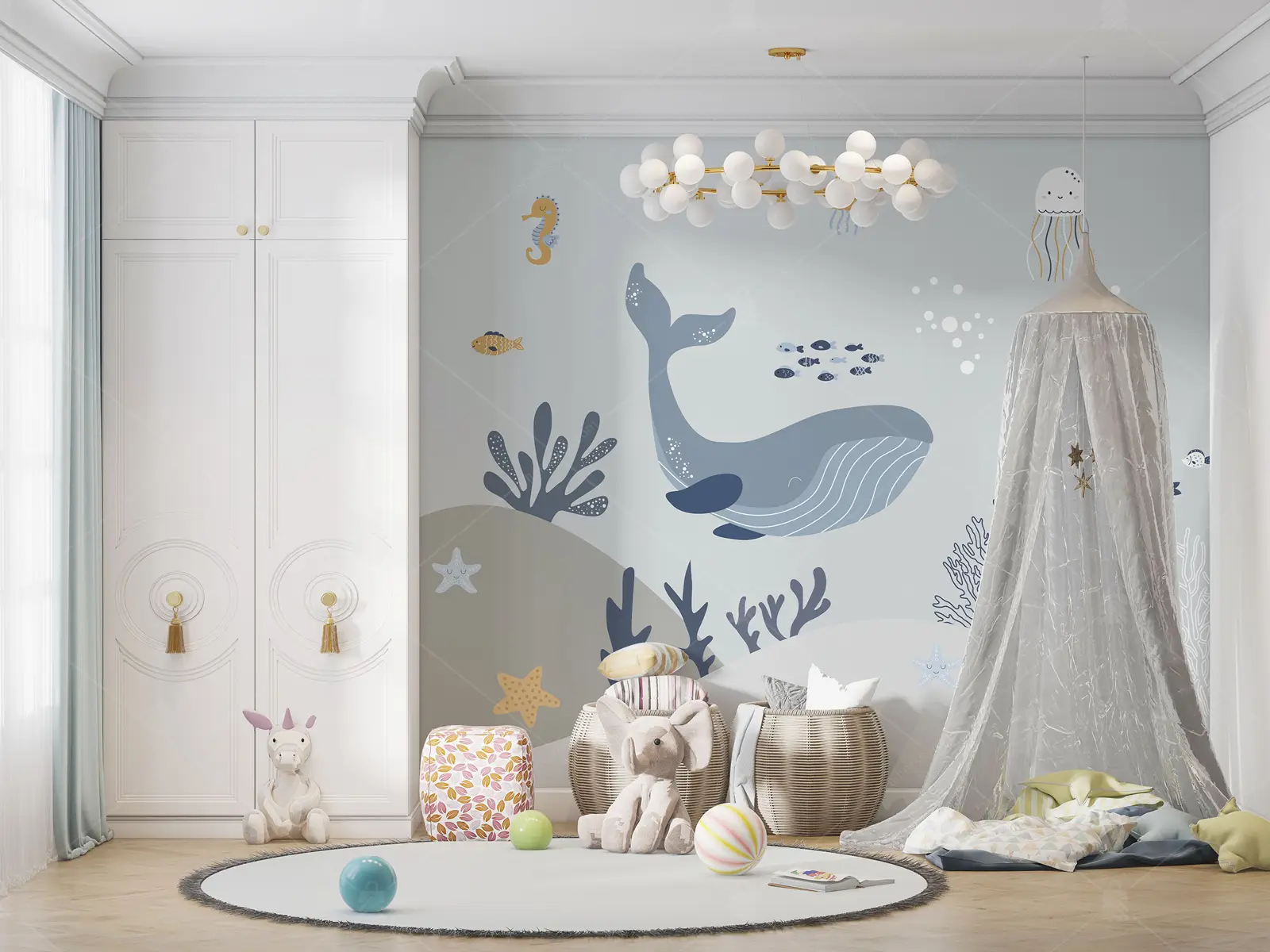 GRP560033-Sevimli-Deniz-Canlilari-Duvar-Kagidi GRP560033 Sevimli Deniz Canlıları Poster Duvar Kağıdı