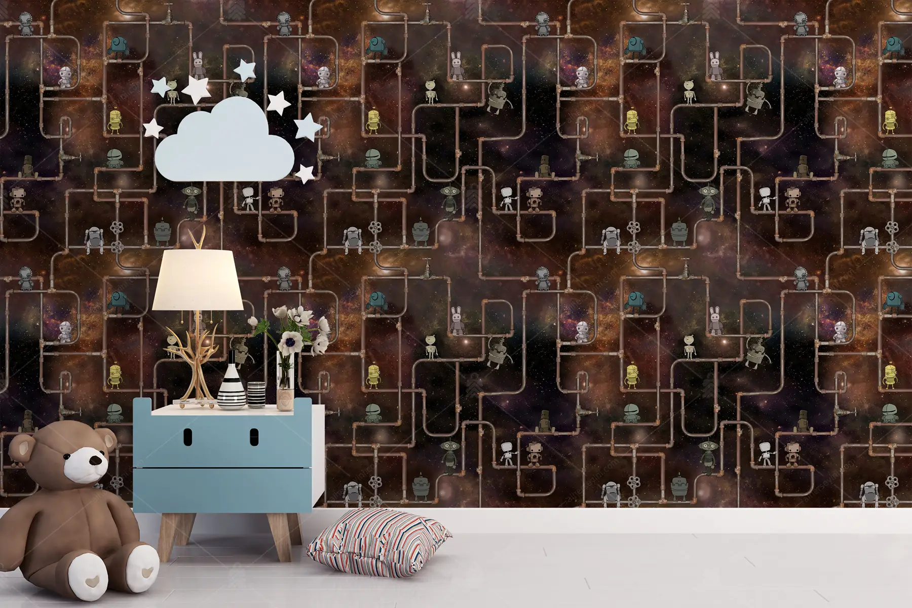 GRP580037 Uzay ve Robotlar Poster Duvar Kağıdı