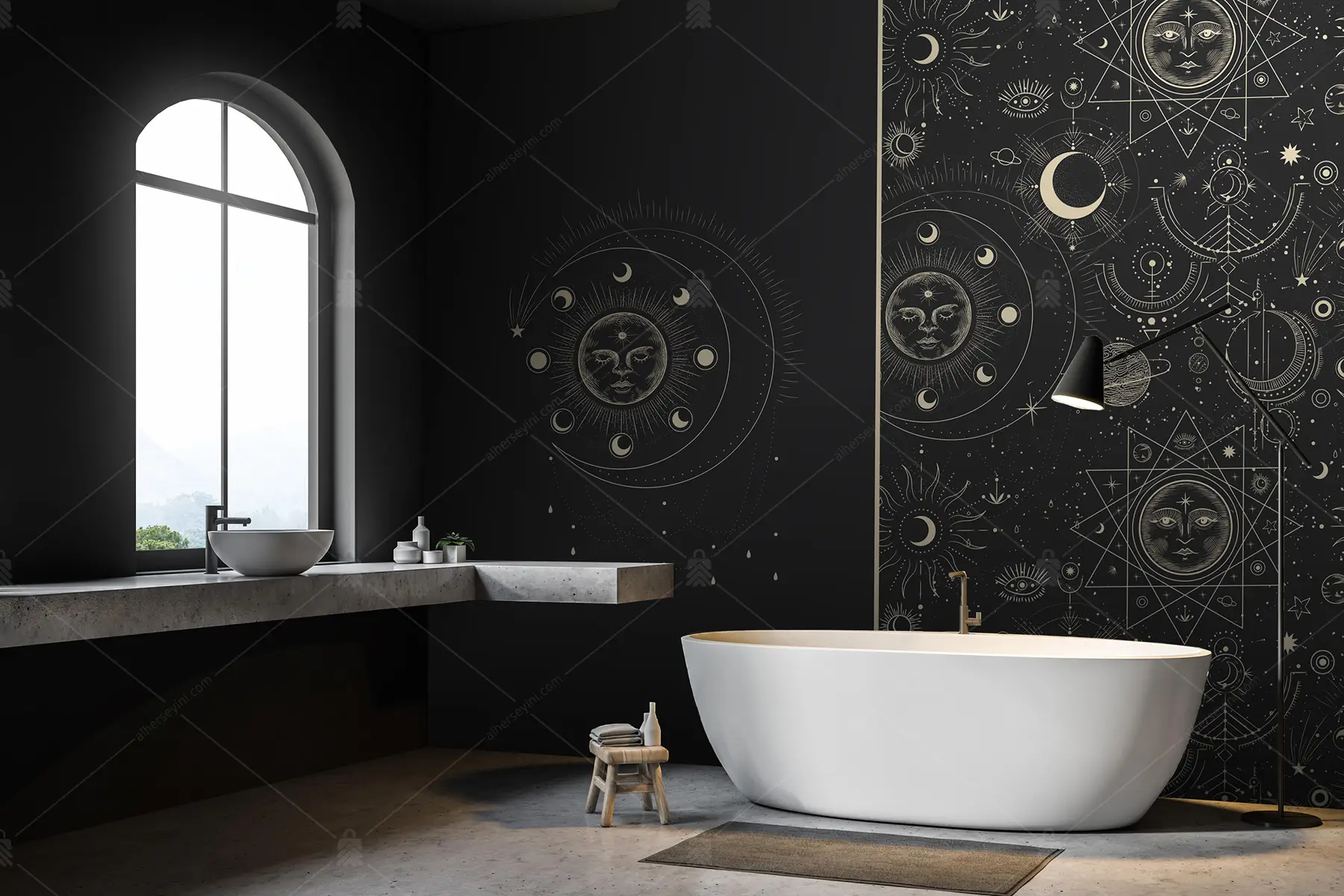 GRP800012-Astroloji-Desenli-Duvar-Kagidi GRP800012 Astroloji Desenli Poster Duvar Kağıdı