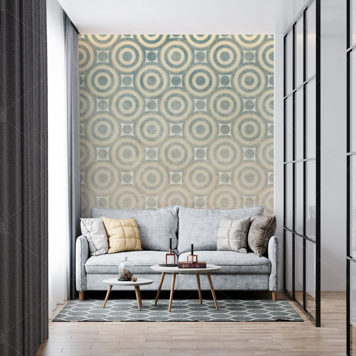 GRP820004-Bohem-Desenli-Duvar-Kagidi GRP820004 Bohem Desenli Poster Duvar Kağıdı