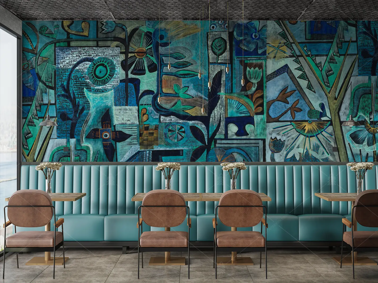 GRP850029-Retro-Desenli-Duvar-Kagidi GRP850029 Retro Desenli Poster Duvar Kağıdı