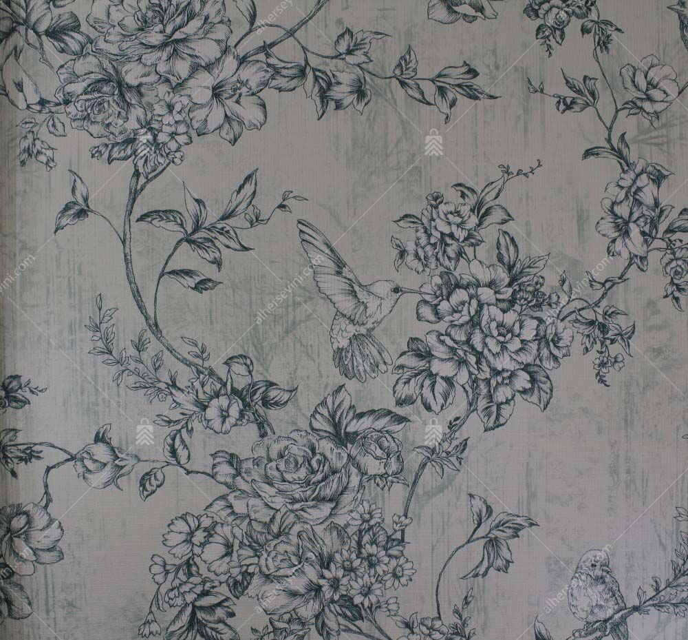 9914-3 Yeşil Modern Çiçekli Duvar Kağıdı