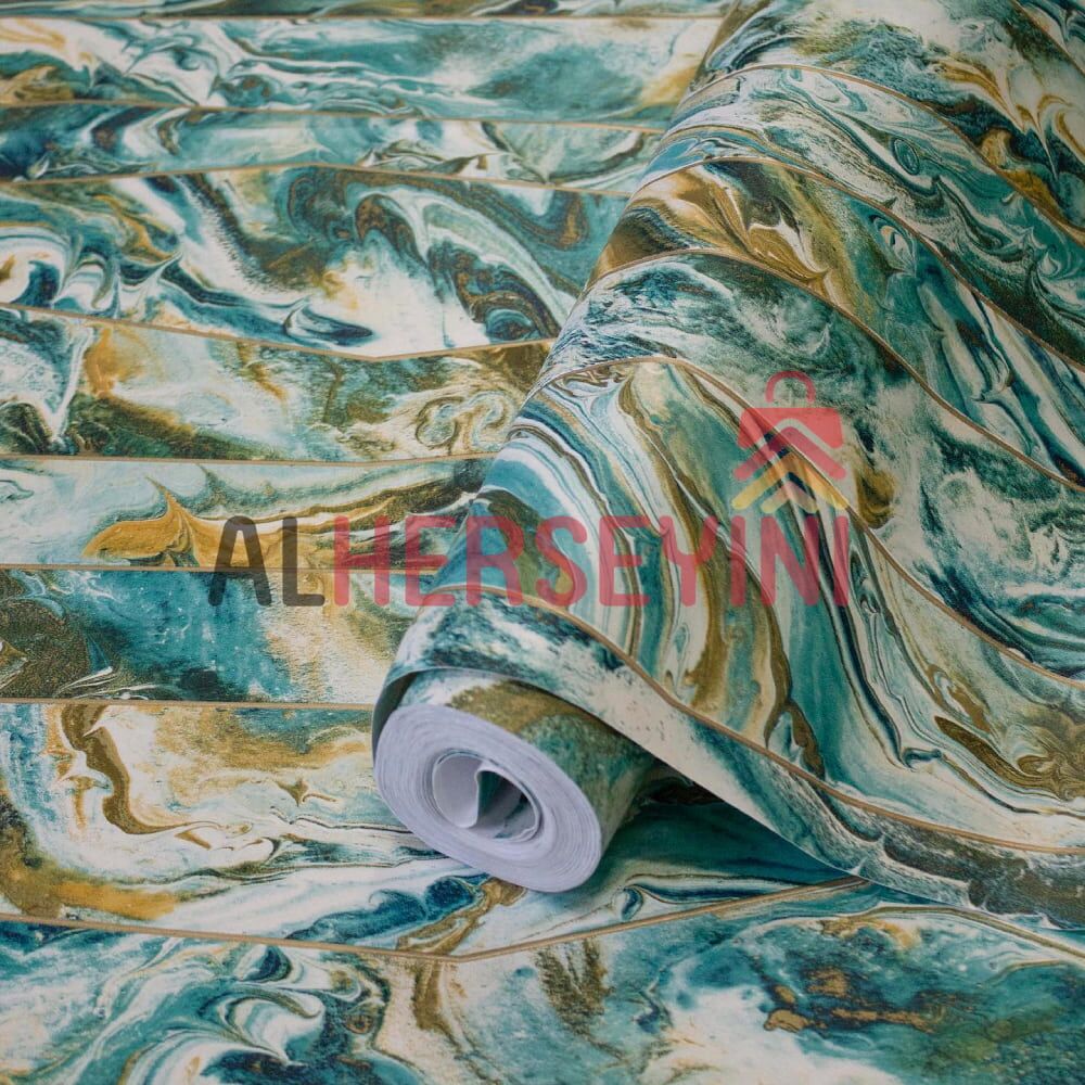 1201-4 Adawall Geometrik Mermer Desenli Duvar Kağıdı Rulo