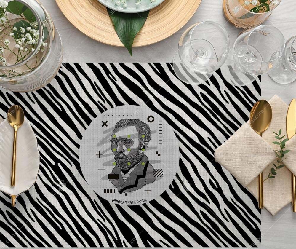 ASK2107 İkonik Tasarım Van Gogh Zebra Desenli Kumaş Amerikan Servis
