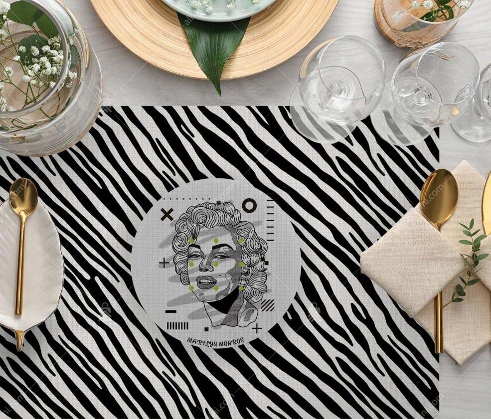 ASK2107 İkonik Tasarım Marilyn Monroe Zebra Desenli Kumaş Amerikan Servis