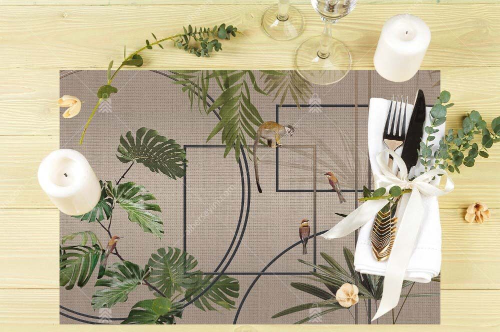 ASK2118 Modern Geometrik Çiçekli Kumaş Amerikan Servis