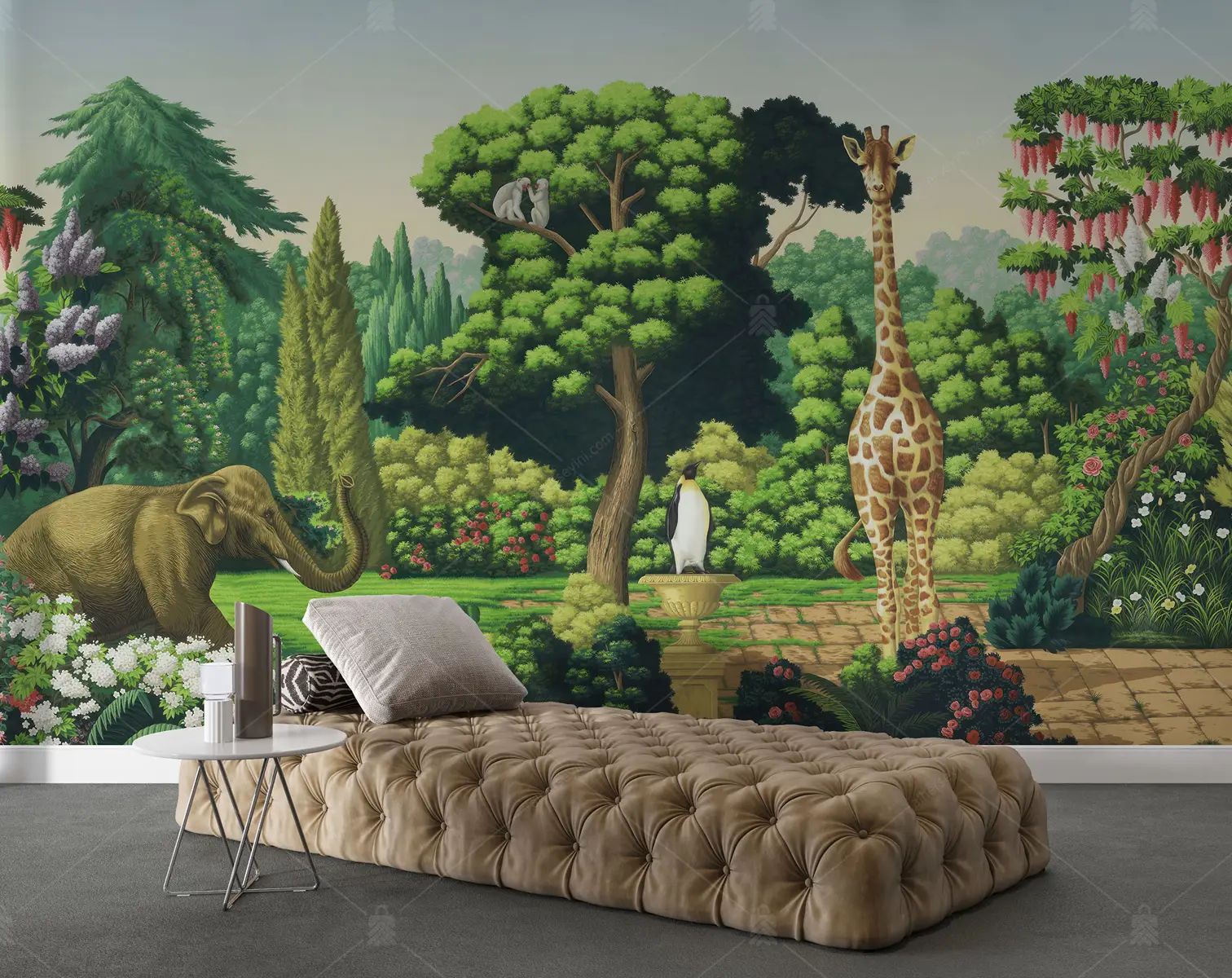 GRP030076 Tropikal Bahçedeki Hayvanlar Poster Duvar Kağıdı
