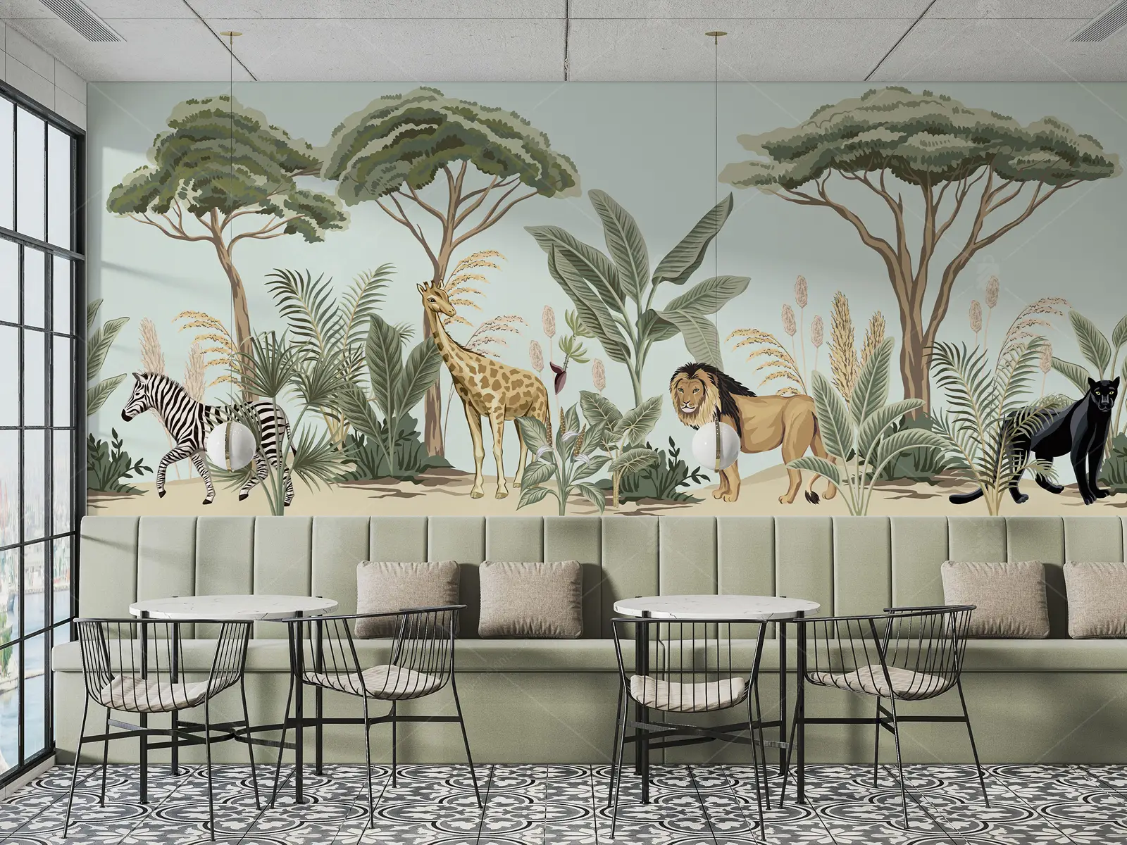 GRP030169 Tropikal Cafe Duvar Duvar Kağıdı