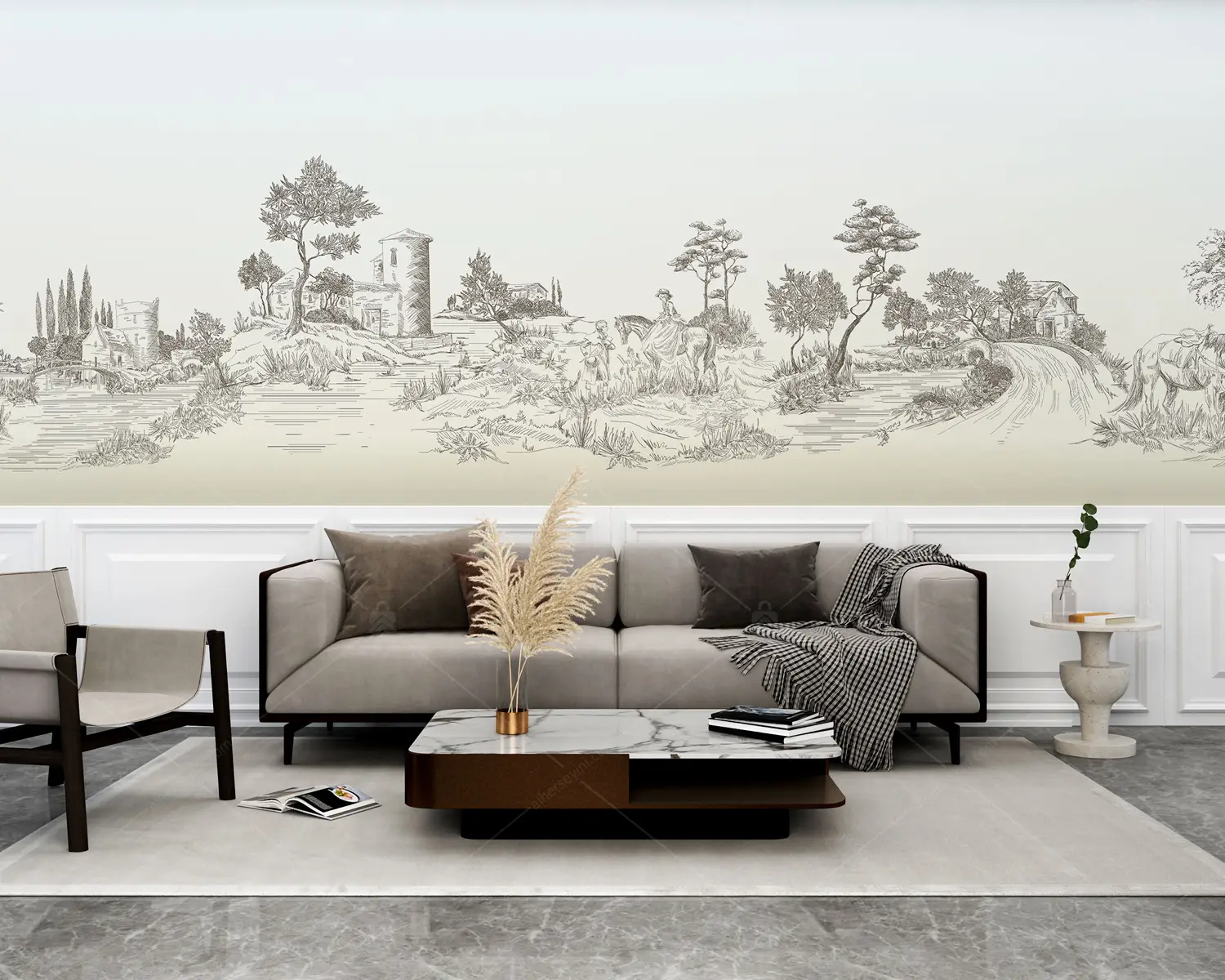 GRP060272 Karikatür Tarzı Panoramik Poster Duvar Kağıdı