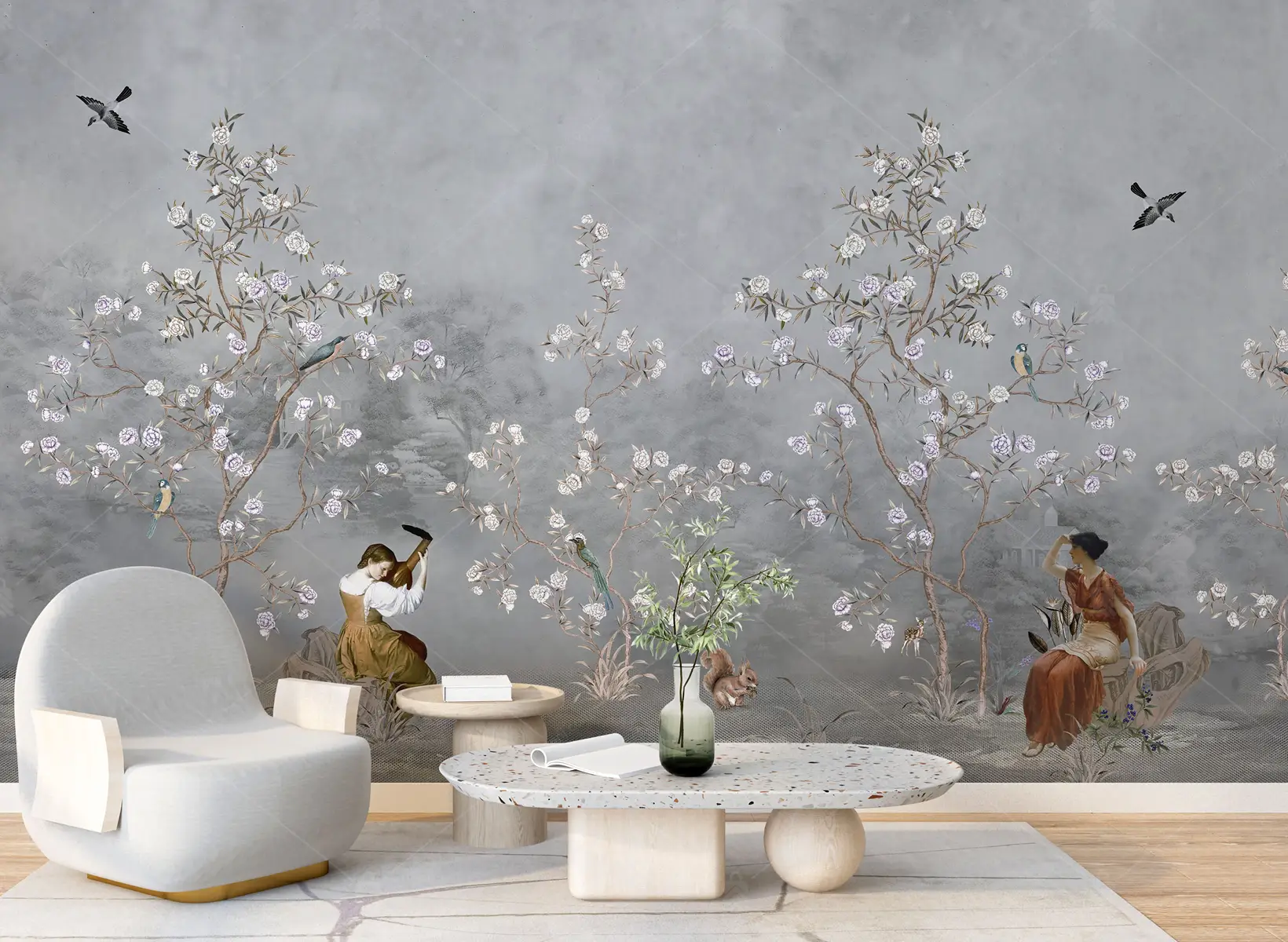 GRP060275 Chinoiserie Tarzda Panoramik Poster Duvar Kağıdı