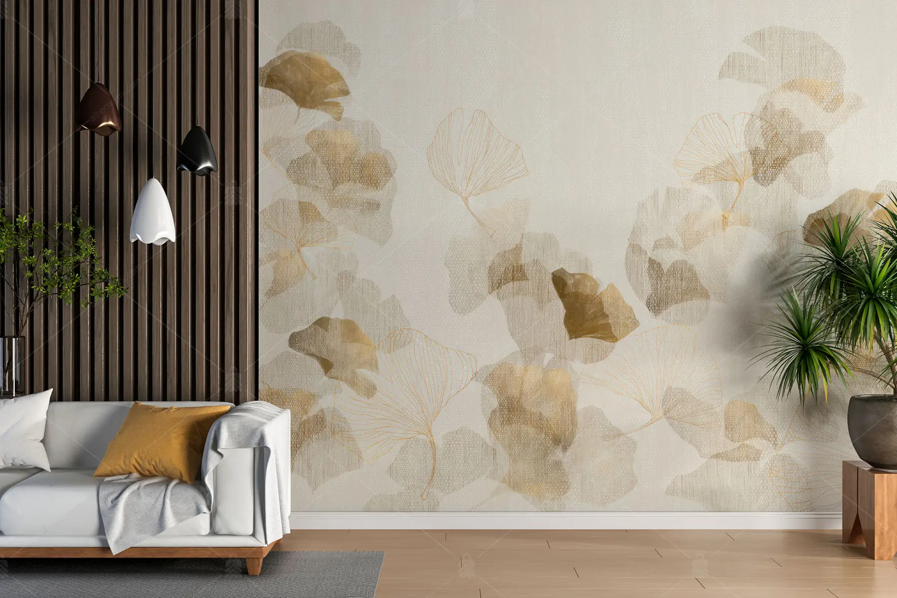 GRP090030 Ginkgo Yaprakları Soyut Poster Duvar Kağıdı