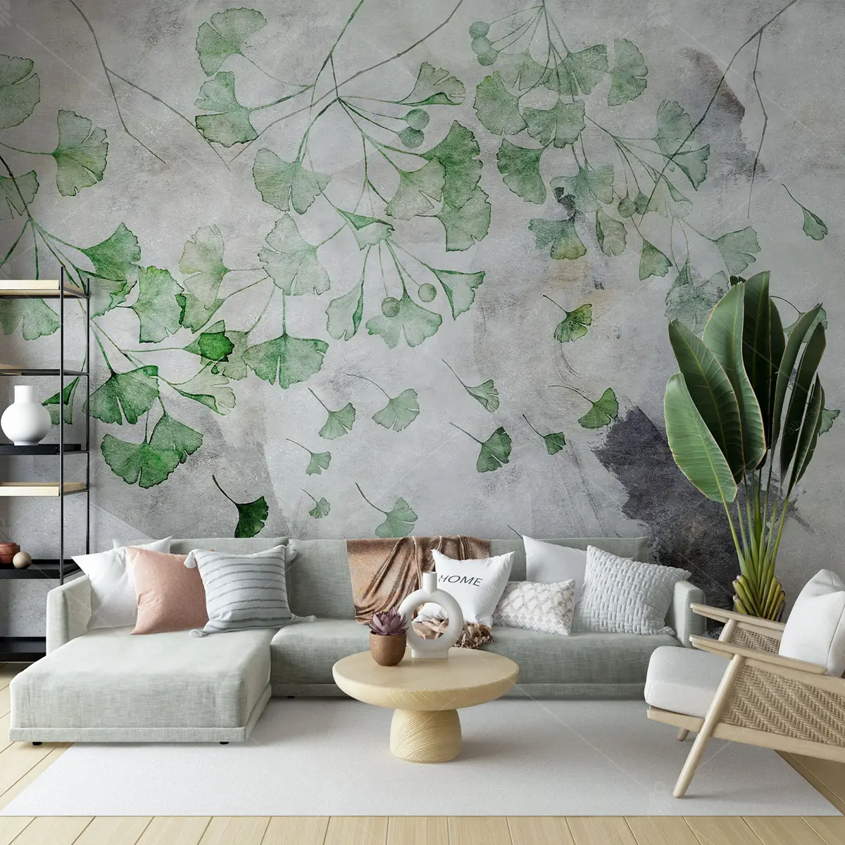 GRP090109 Tavandan Sarkan Ginkgo Yaprakları  Poster Duvar Kağıdı