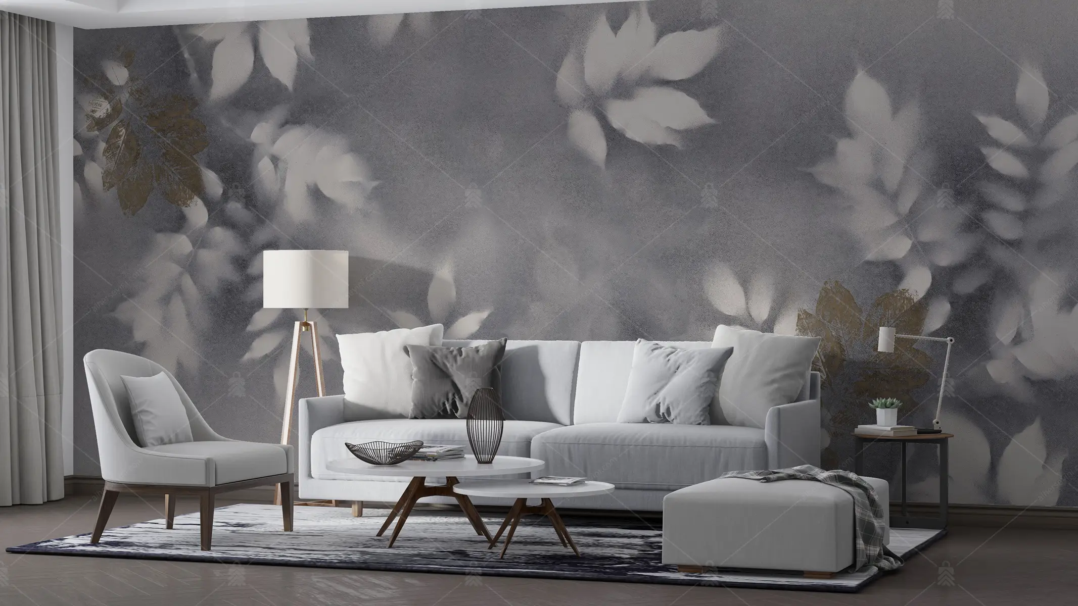 GRP090134 Silik Yapraklar Soyut Desen Poster Duvar Kağıdı