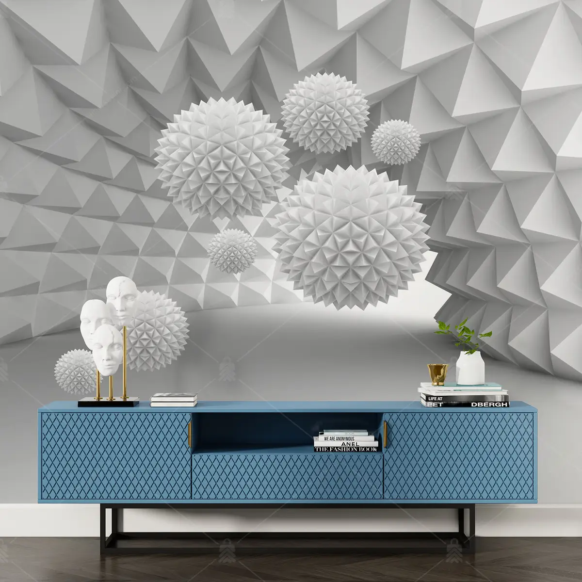 GRP140057 3D Geometrik Objeler Poster Duvar Kağıdı