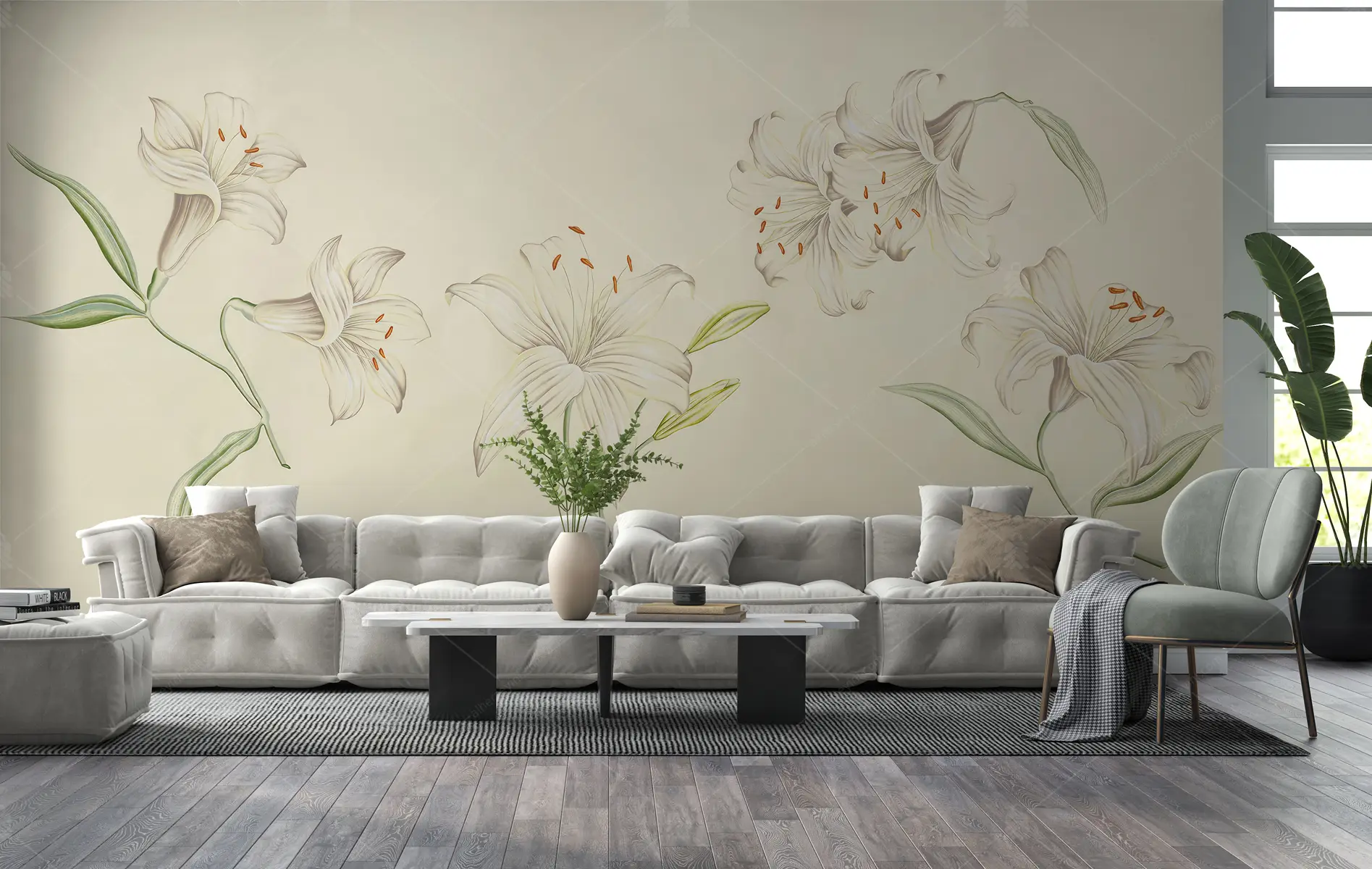 GRP170041 Zambak Desenli Poster Duvar Kağıdı