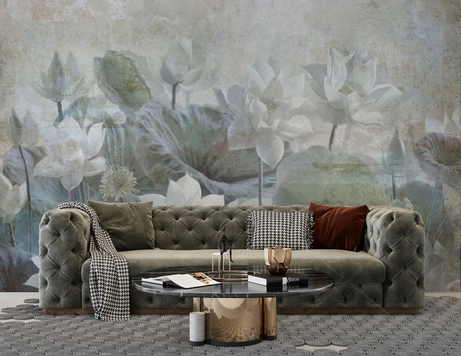 GRP170193 Lotus Çiçekleri Pastel Tasarım Poster Duvar Kağıdı