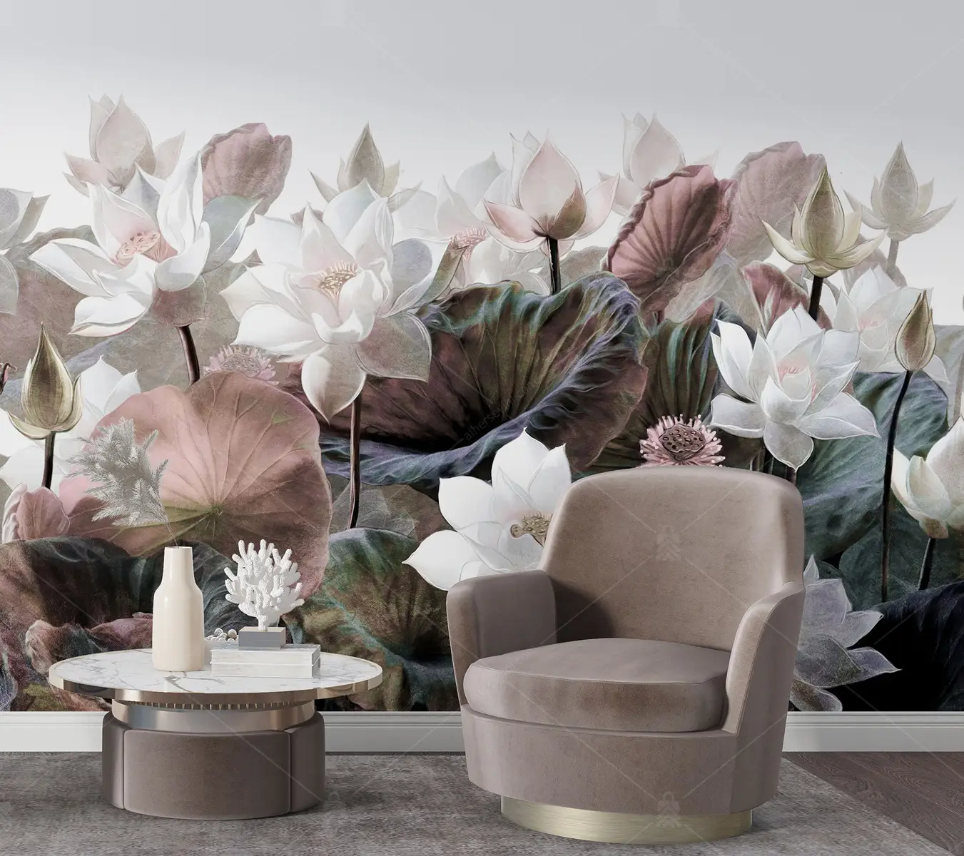 GRP170203 Lotus Çiçekli Poster Duvar Kağıdı