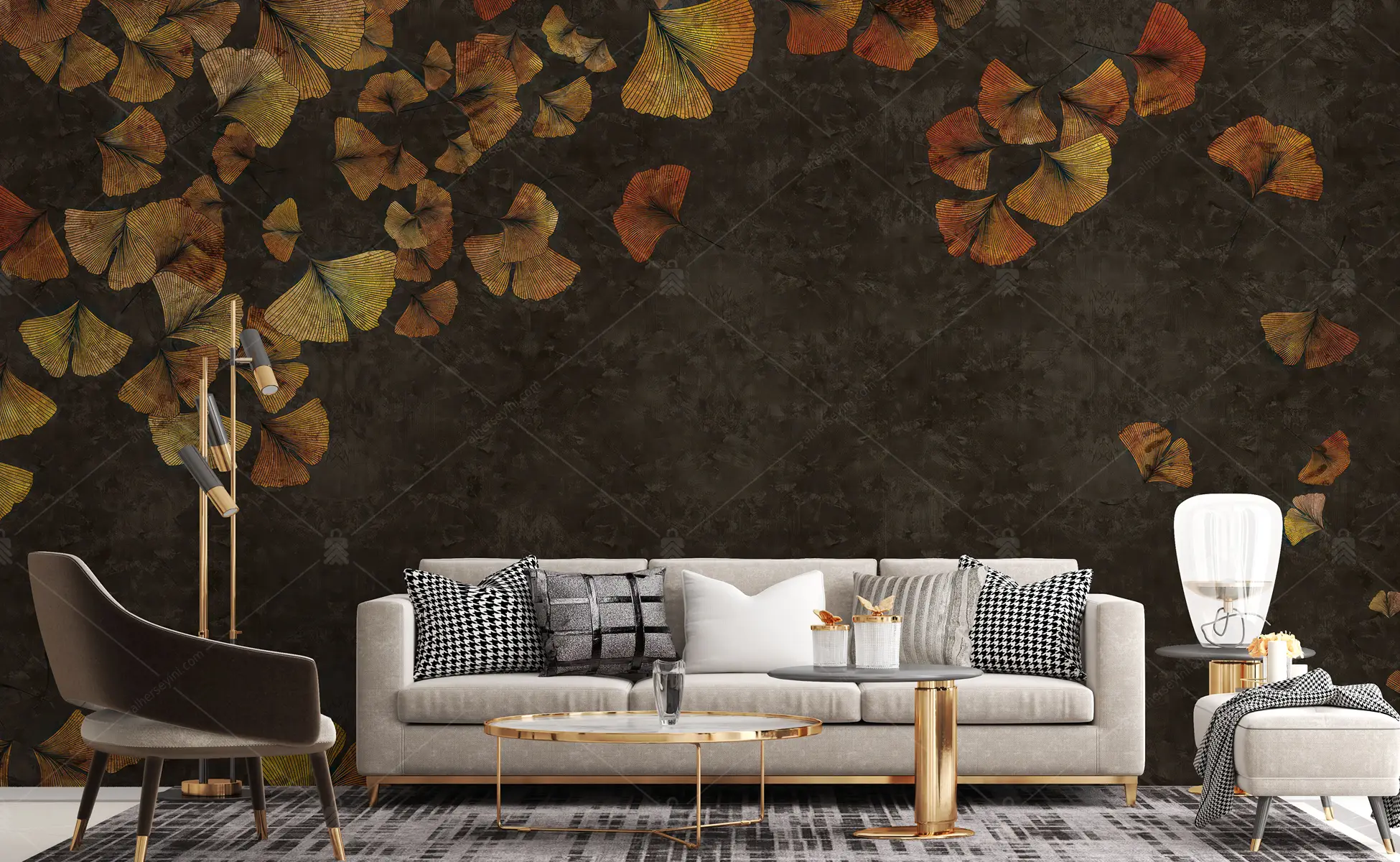GRP180058 Düşen Ginkgo Yaprakları Poster Duvar Kağıdı
