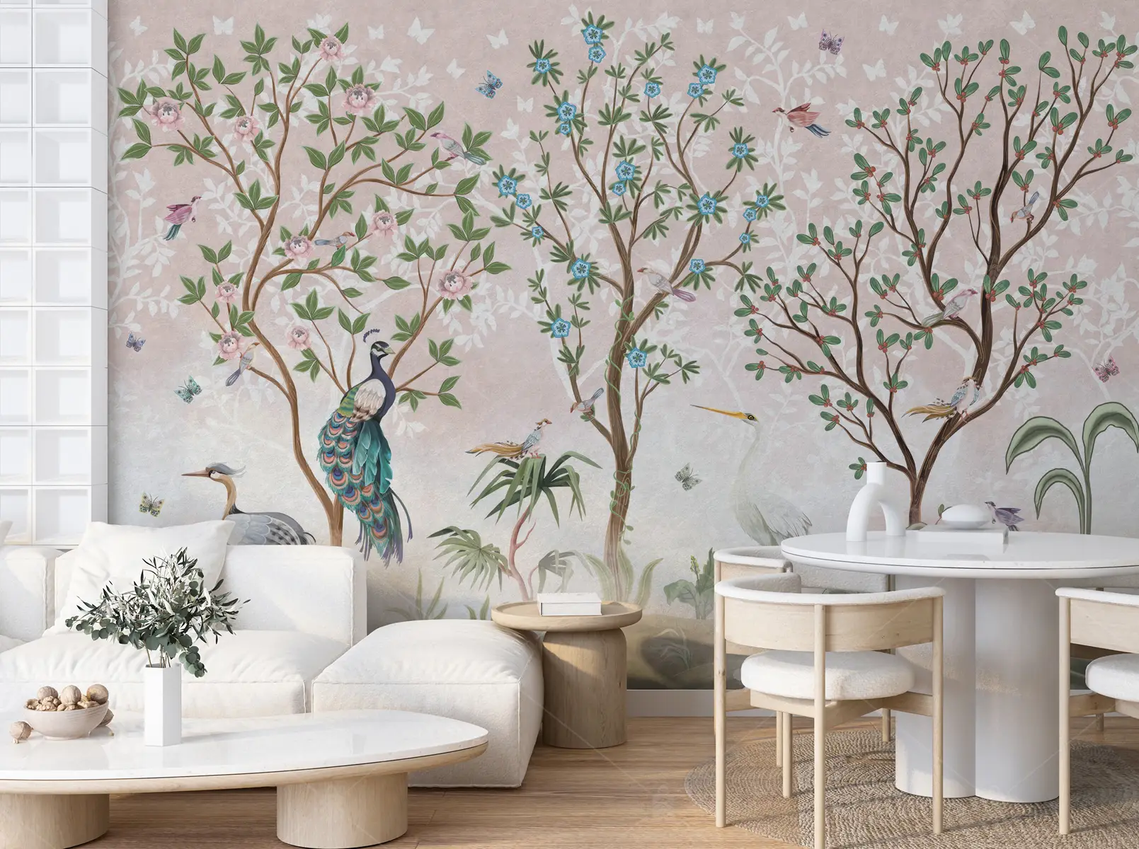 GRP260001 Chinoiserie Tasarım Kuşlu Poster Duvar Kağıdı