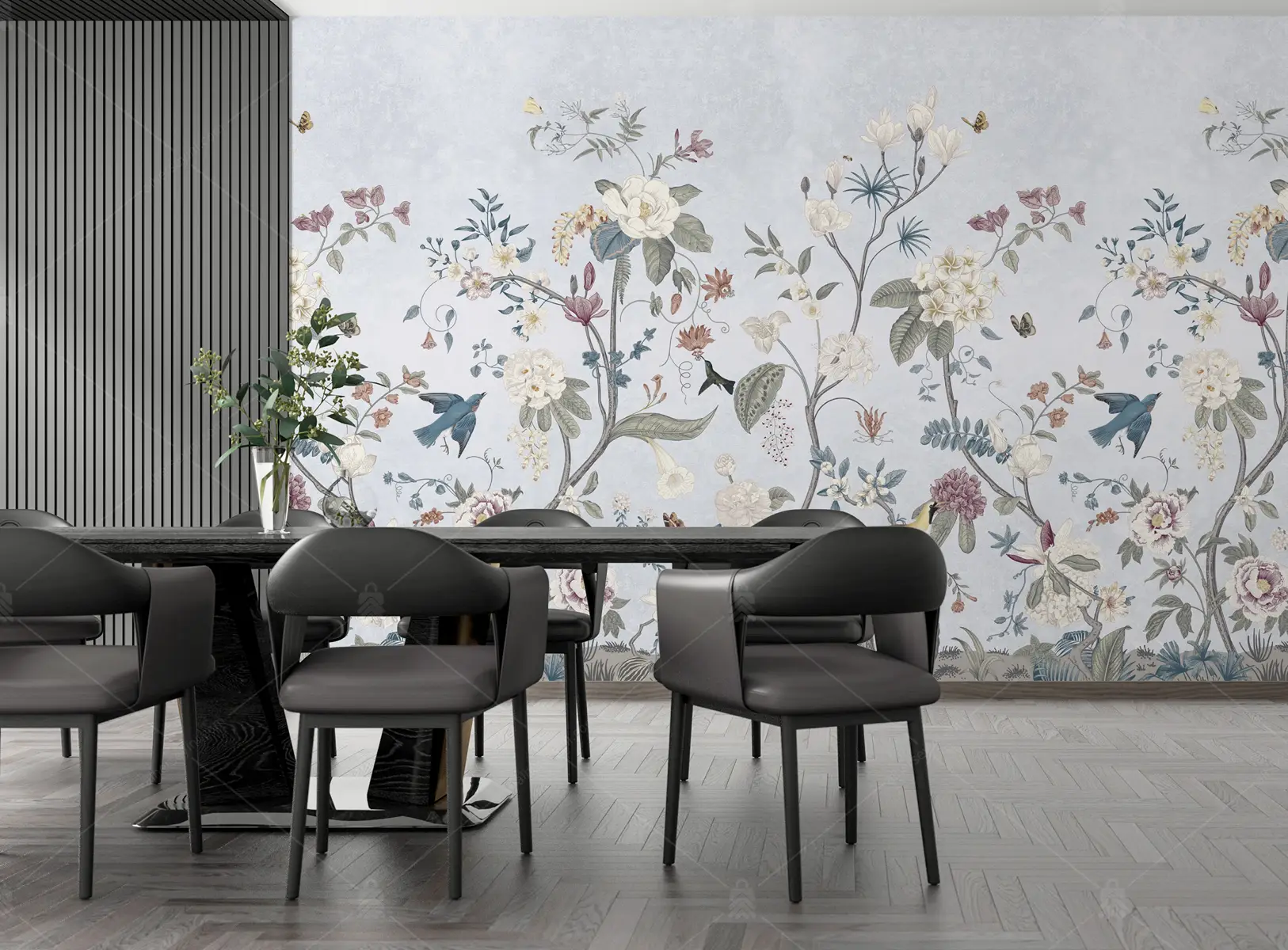 GRP260010 Kuşlu Chinoiserie Poster Duvar Kağıdı