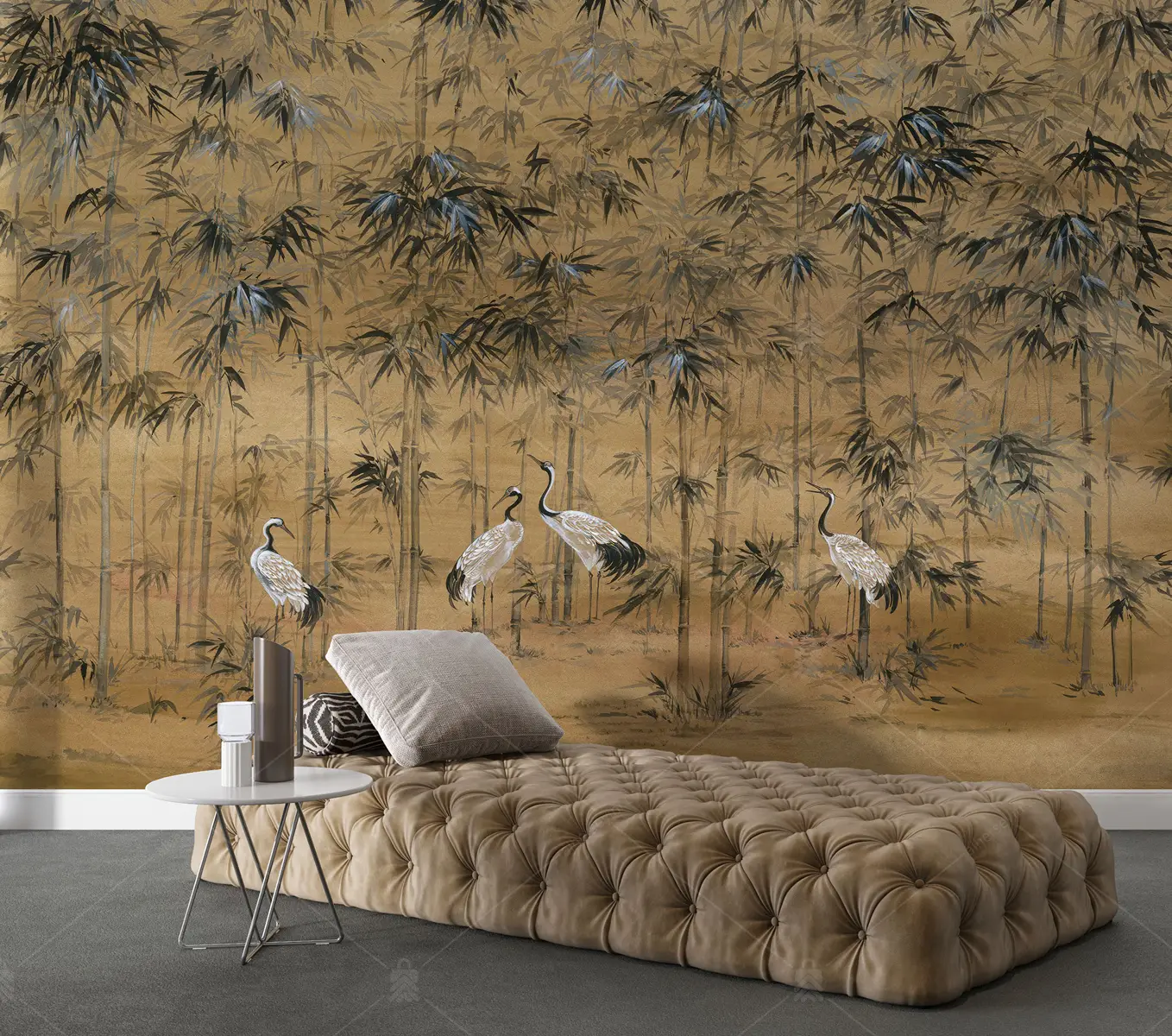 GRP260019 Chinoiserie Soyut Kuşlu Poster Duvar Kağıdı