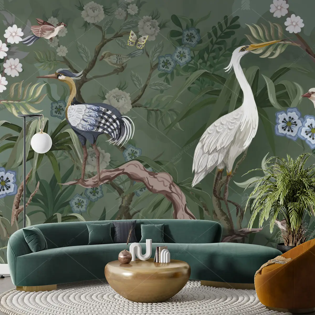 GRP260109 Vektörel Çizim Chinoiserie Poster Duvar Kağıdı