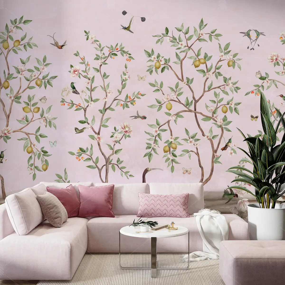GRP260133 Chinoiserie Kuşlu Poster Duvar Kağıdı