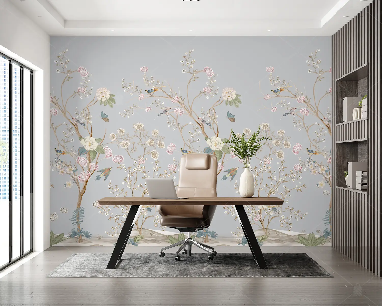 GRP260149 Kuşlar Vektörel Tarz Chinoiserie Poster Duvar Kağıdı