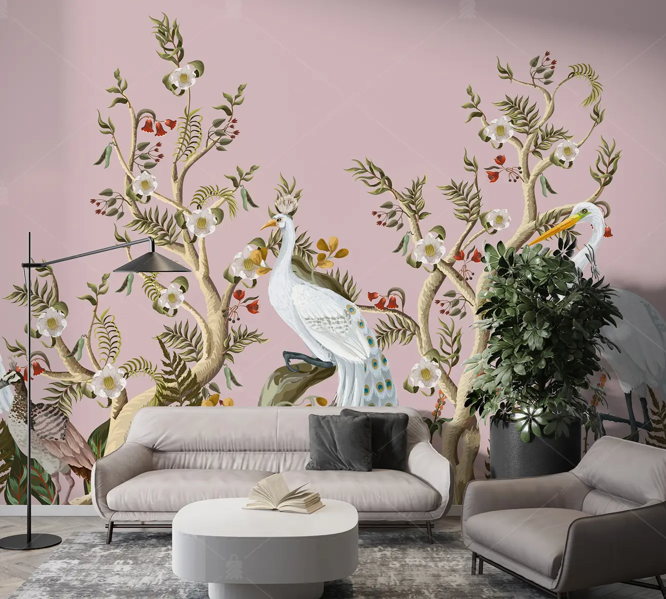 GRP260164 Chinoiserie Kuşlar Poster Duvar Kağıdı