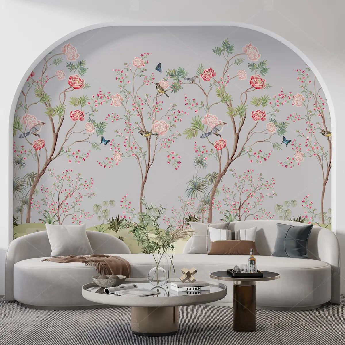 GRP260166 Chinoiserie Kuşlu Poster Duvar Kağıdı