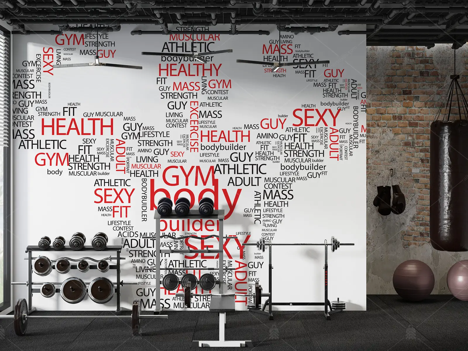 GRP650016 Spor Salonu Fitness Poster Duvar Kağıdı