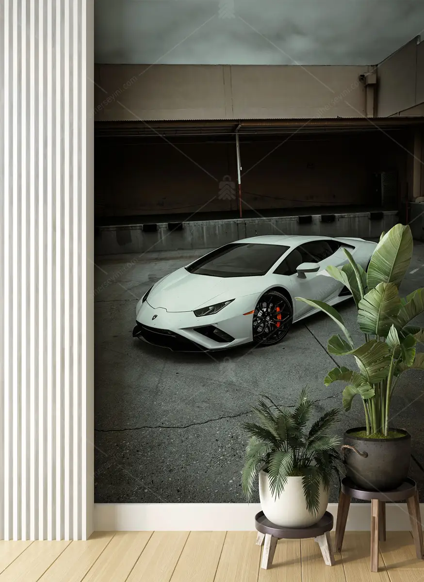 GRP660051 Beyaz Lamborghini Huracan Poster Duvar Kağıdı