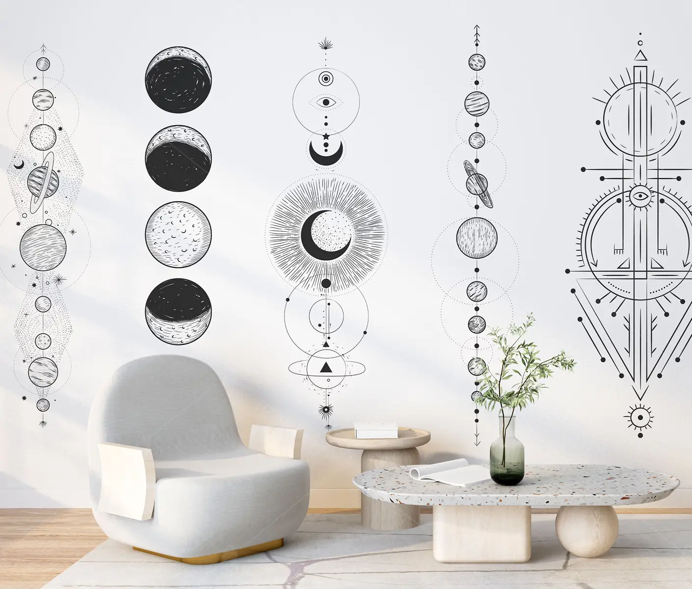 GRP800016 Ayın Evreleri Astroloji Desenli Poster Duvar Kağıdı