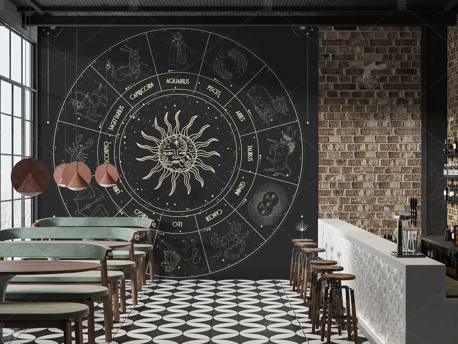 GRP800025 Burçlar Astroloji Desenli Poster Duvar Kağıdı