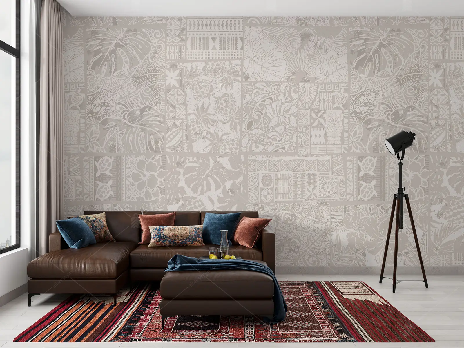 GRP820016 Bohem Patchwork Desenli Poster Duvar Kağıdı