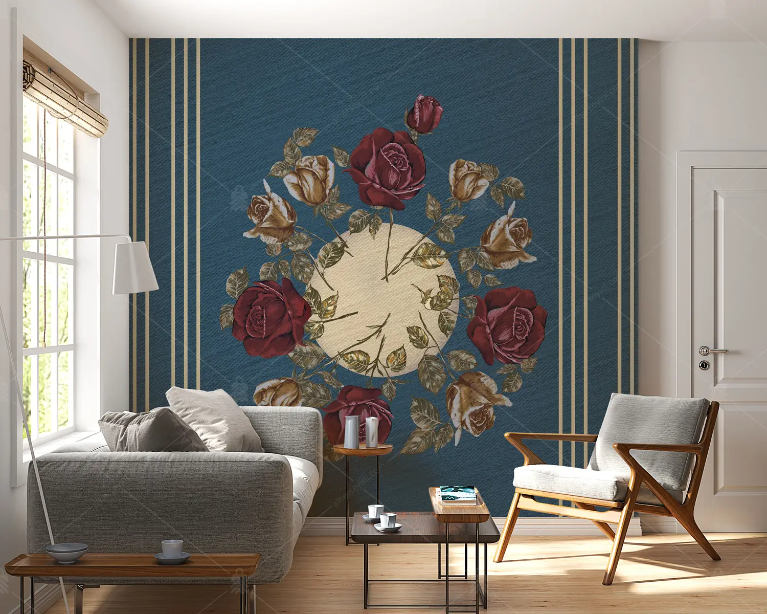 GRP830042 Barok Tarzı Çiçekli Poster Duvar Kağıdı