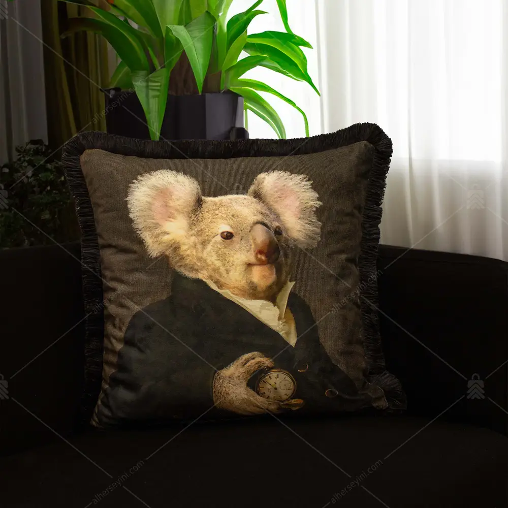 Sanatsal Koala Desen Dekoratif Kırlent EY387