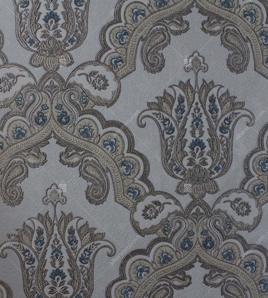 5809-4 Mavi Klasik Damask Desenli Duvar Kağıdı