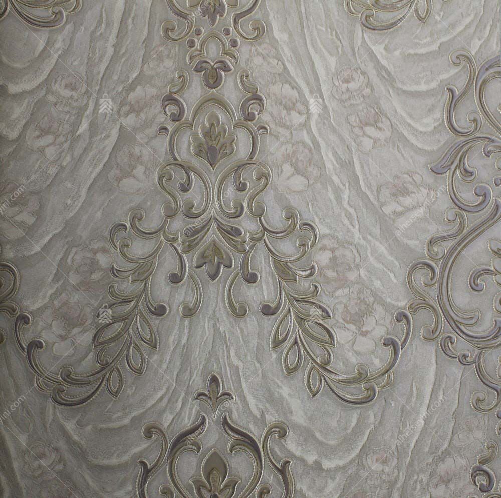 1004-4 Kahverengi Modern Damask Duvar Kağıdı
