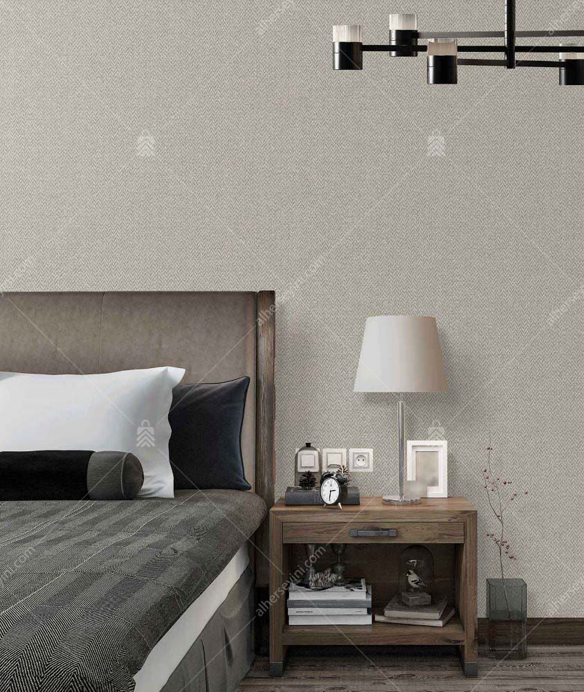 1014-5 Adawall Gri Balıksırtı Duvar Kağıdı Uygulama