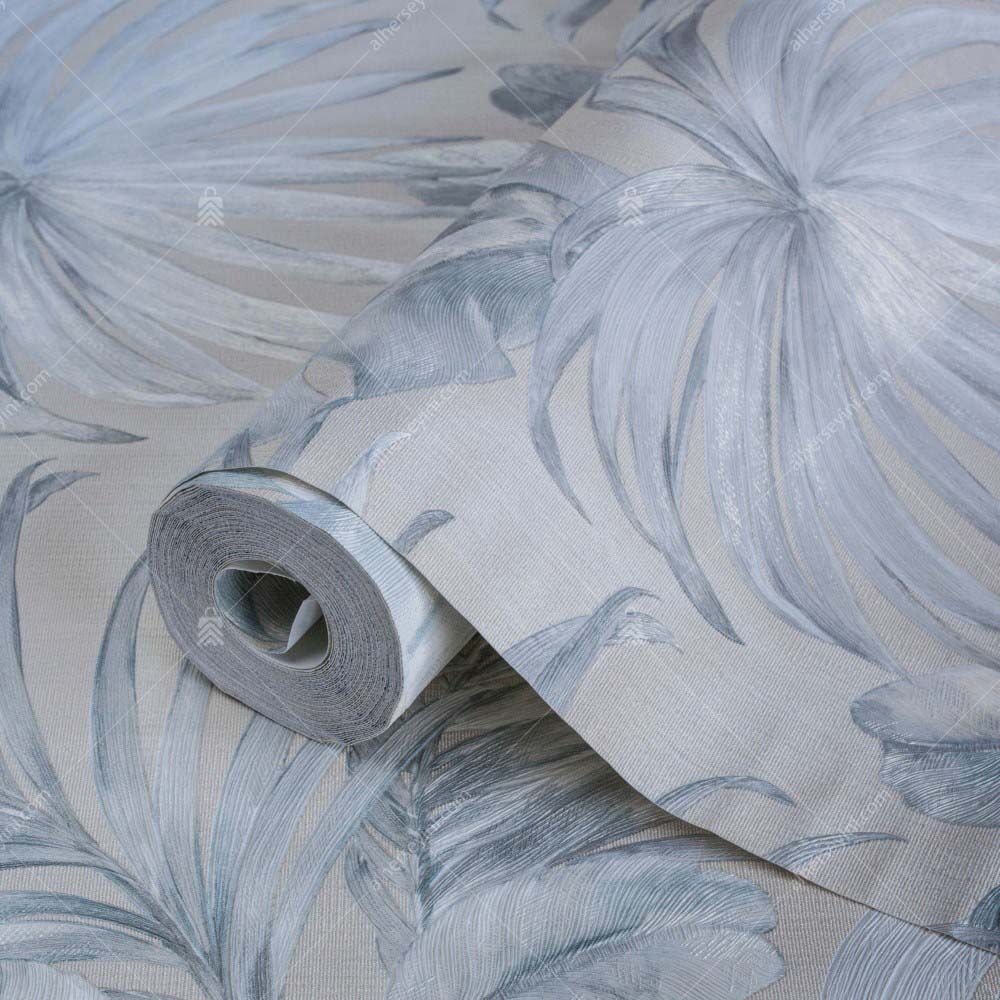 4714-2-Cream-Gray-Palm-Design-Wallpaper-Krem-Gri-Palmiye-Desenli-Duvar-Kagidi-4 4714-2 İndigo Duvar Kağıdı Rulo