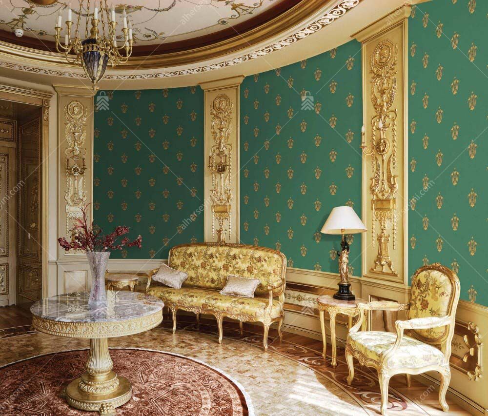5807-5 Altın Damask Desen Duvar Kağıdı Uygulama